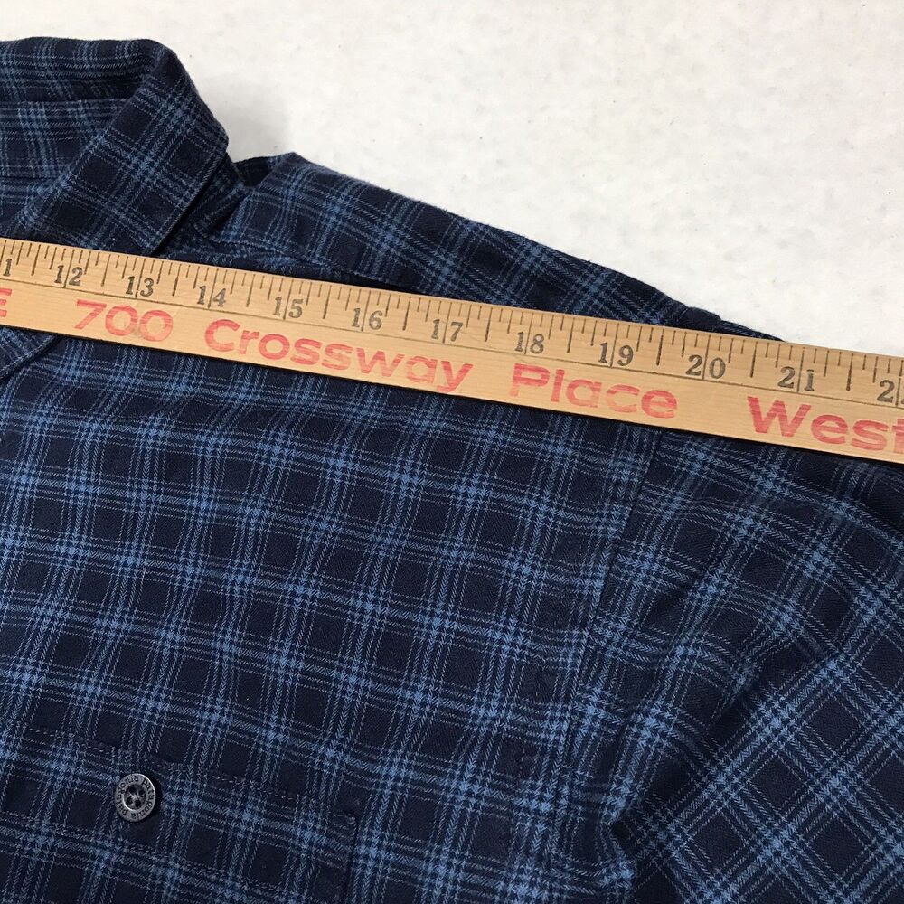 PATAGONIA Fjord Flannel Shirt Men L Blue Plaid GORP Organic Cotton Preppy - Picture 6 of 13